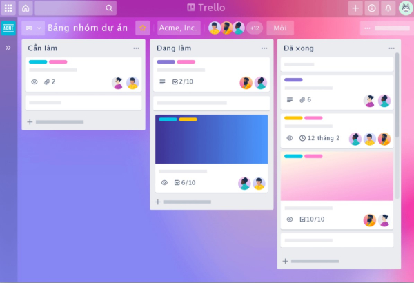 Giao diện trello