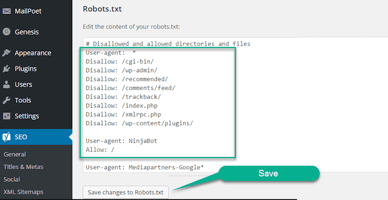 file robots.txt trong wp