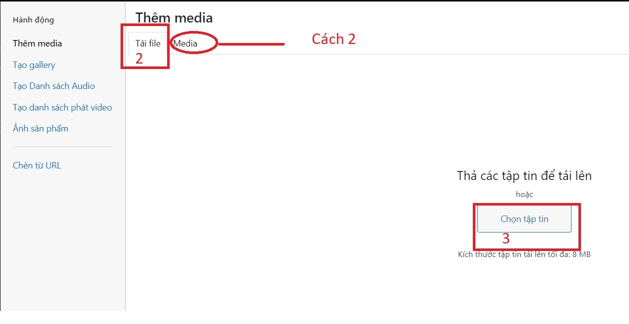 Tải ảnh trong wordpress
