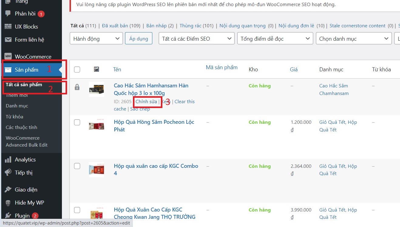 Cách kiểm kê kho hàng trong wordpress