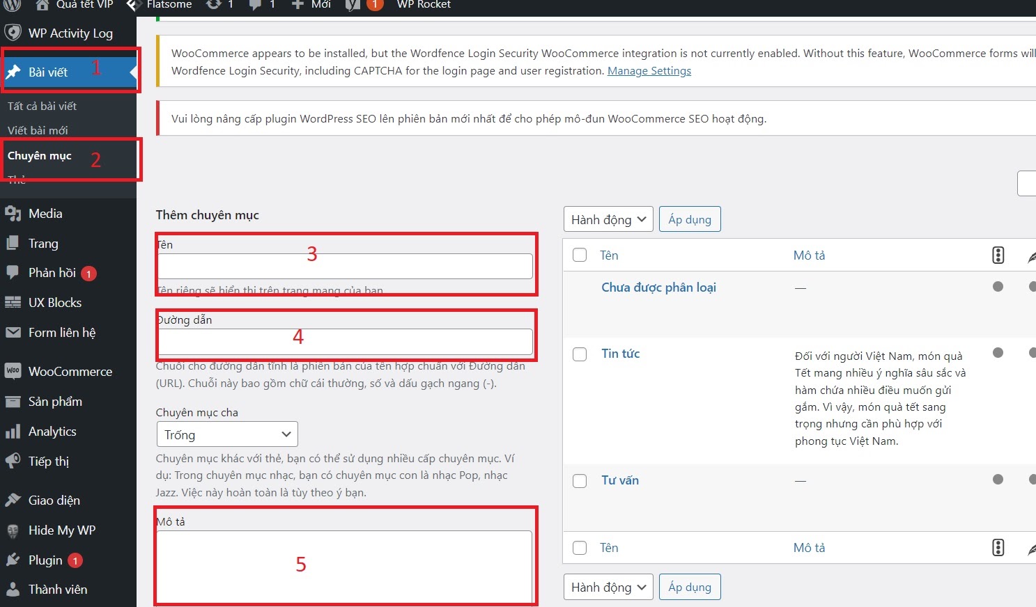 Chỉnh sửa chuyên mục trong wordpress Chỉnh sửa chuyên mục trong wordpress